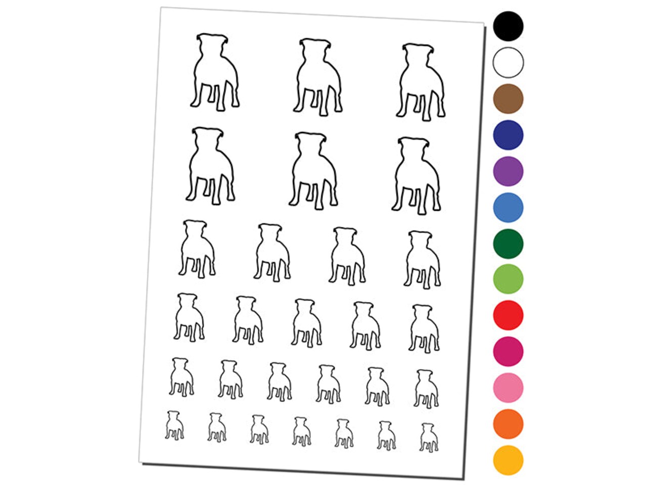 Staffordshire Bull Terrier Dog Outline Temporary Tattoo Water Resistant Fake Body Art Set Collection